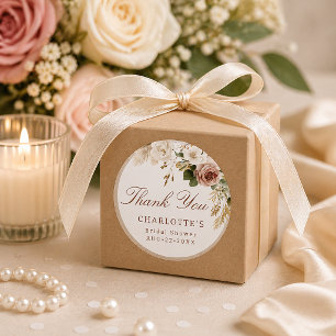 Redonda Pegatina de agradecimiento floral neutral para fie