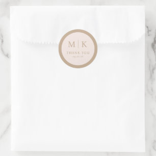 Redonda Pegatina de agradecimiento minimalista beige elega