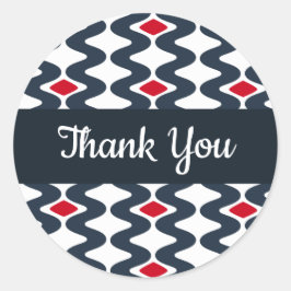 Redonda Pegatina de agradecimiento ondulada roja y azul