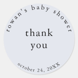 Redonda Pegatina de agradecimiento para baby shower azul s