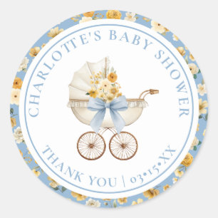 Redonda Pegatina de agradecimiento para baby shower de car