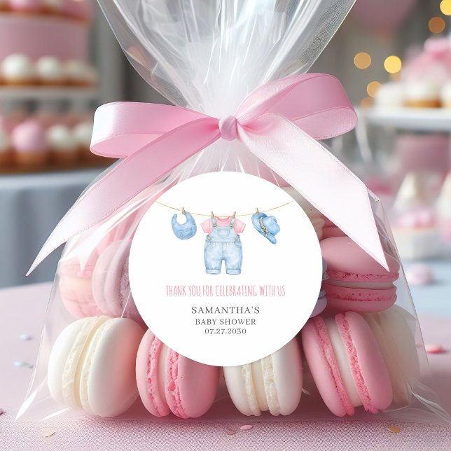 Redonda Pegatina de agradecimiento para baby shower de niñ (Subido por el creador)