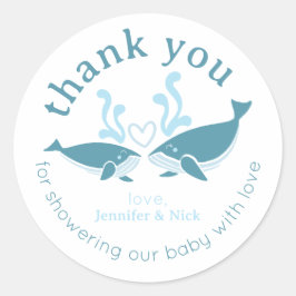 Redonda Pegatina de agradecimiento para baby shower náutic