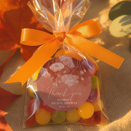 Redonda Pegatina de agradecimiento para boda de terracota 