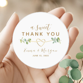 Redonda Pegatina de agradecimiento para boda de vegetación