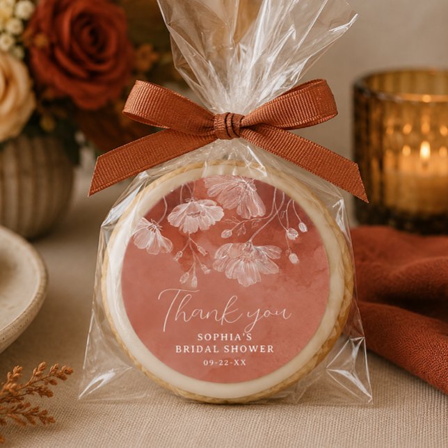 Redonda Pegatina de agradecimiento para despedida de solte (Autumn bridal shower treat display)