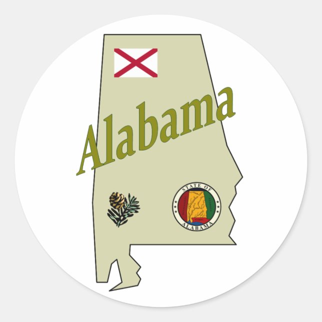 Redonda Pegatina de Alabama (Anverso)