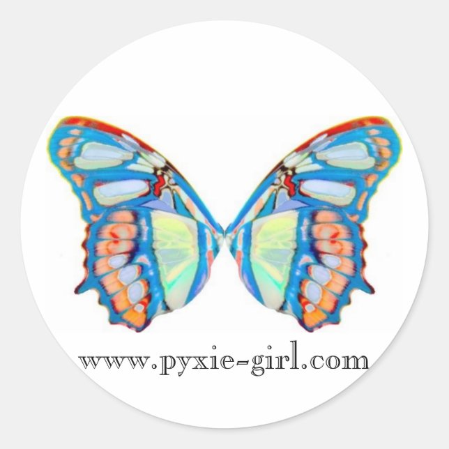 Redonda pegatina de alas pyxie - web (Anverso)