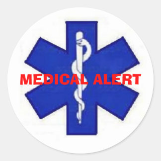 REDONDA PEGATINA DE ALERTA MÉDICA