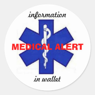 REDONDA PEGATINA DE ALERTA MÉDICA