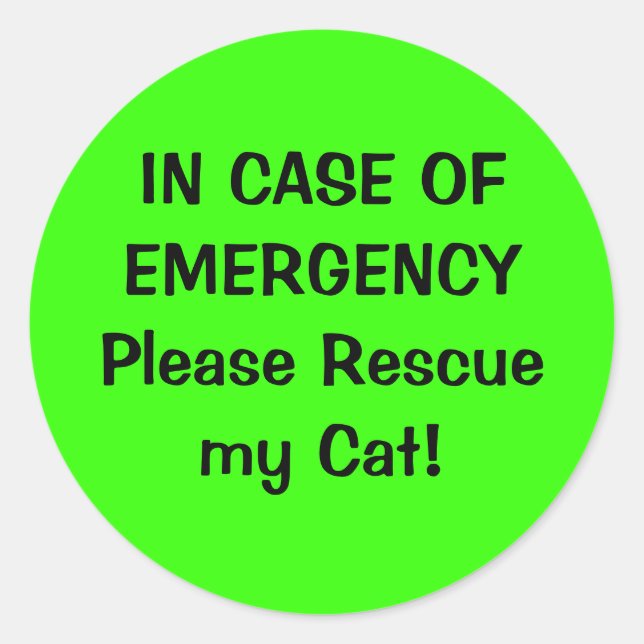 Redonda Pegatina de alertas de mascota (Anverso)