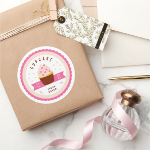 Redonda Pegatina de alimentos de pastelitos rosados ilustr