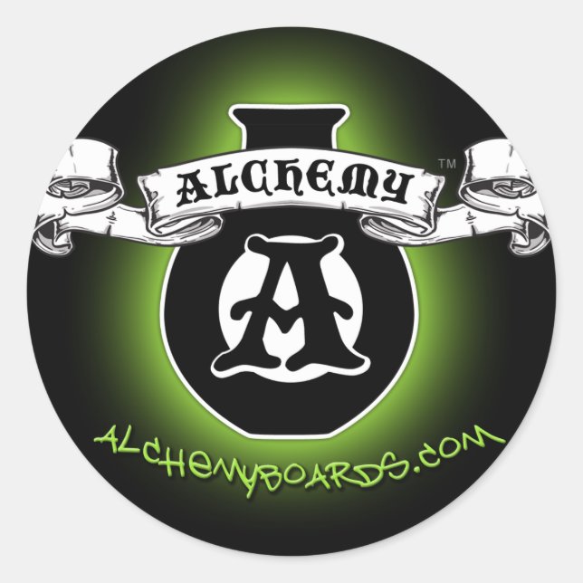 Redonda Pegatina de Alquimia Verde (Anverso)