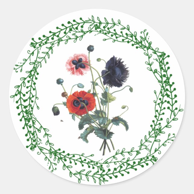 Redonda Pegatina de amapola, brillante, pequeño, 1½ pulgad (Anverso)