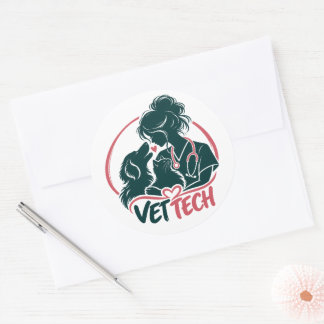Redonda Pegatina de amor de técnico veterinario