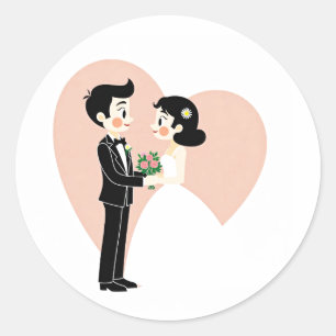 Redonda Pegatina de amor de Wedding Day