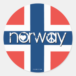 Redonda Pegatina de amor y paz de Noruega 1