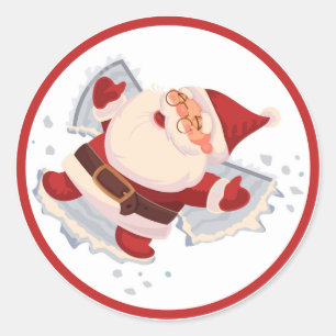Redonda Pegatina de ángel de nieve de Santa Claus Navidad