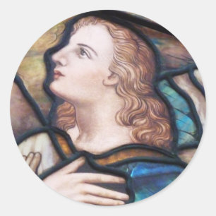 Redonda Pegatina de Ángel de Vidrio Emplomado
