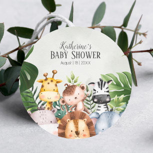 Redonda Pegatina de animales de Safari de la Selva Cute