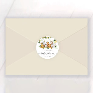 Redonda Pegatina de animales de safari para baby shower