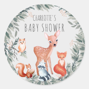 Redonda Pegatina de Animales Forestales de Woodland Baby S