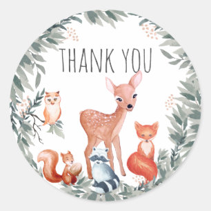 Redonda Pegatina de Animales Forestales de Woodland Baby S