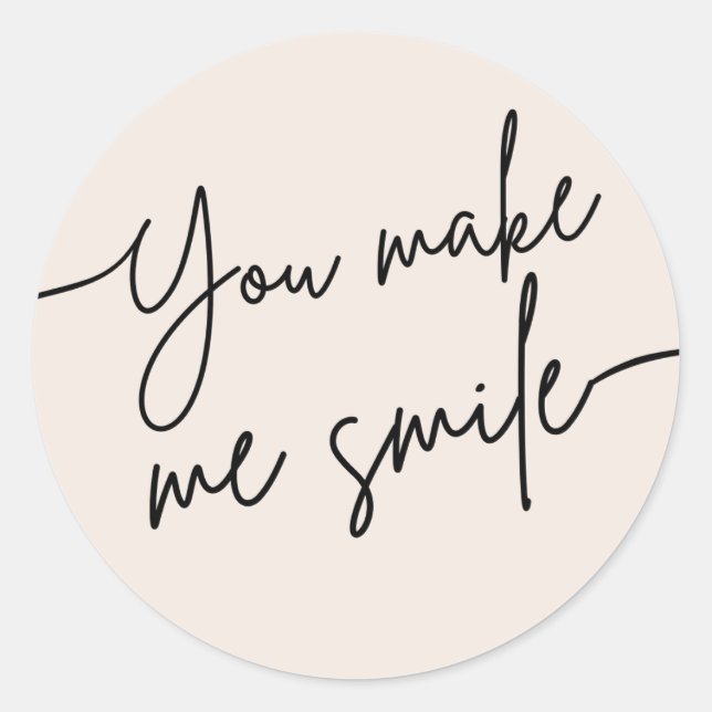 Redonda Pegatina de ánimo adorable «You Make Me Smile» (Anverso)
