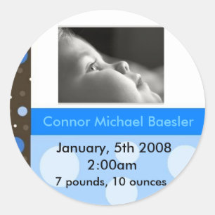 Redonda Pegatina de anuncio de nacimiento BOY