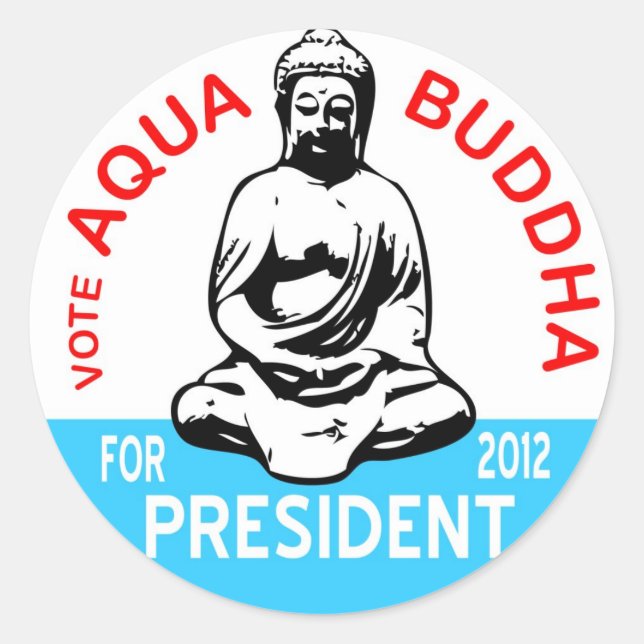 Redonda Pegatina de Aqua Buddha (Anverso)