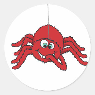 Redonda Pegatina de araña roja divertida para niños