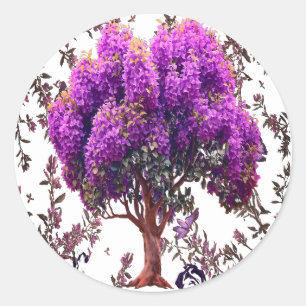Redonda Pegatina de árbol de mariposa - Estética botánica