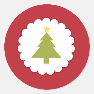 Redonda Pegatina de árbol de Navidad