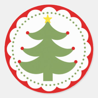 Redonda Pegatina de árbol de Navidad