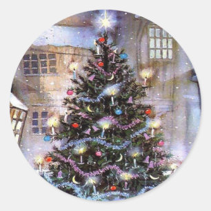 Redonda Pegatina de árbol de Navidad