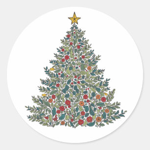 Redonda Pegatina de árbol de Navidad