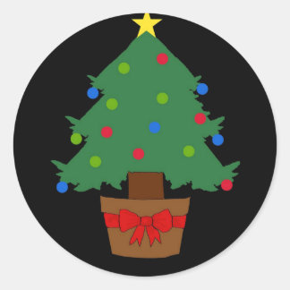 Redonda Pegatina de árbol de Navidad