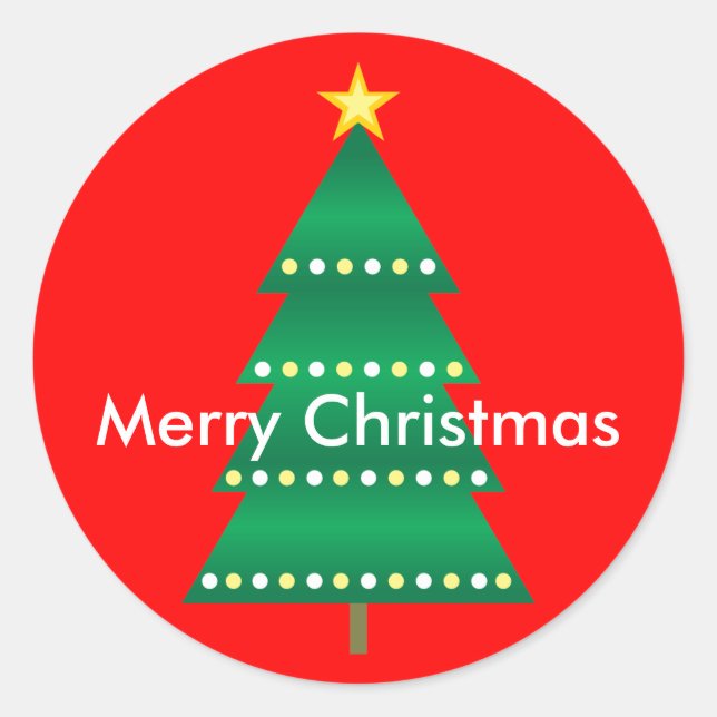 Redonda Pegatina de árbol de Navidad (Anverso)