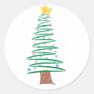 Redonda Pegatina de árbol de Navidad