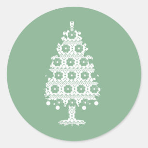 Redonda Pegatina de árbol de Navidad de punto de invierno
