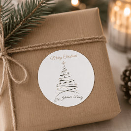 Redonda Pegatina de árbol de Navidad minimalista elegante