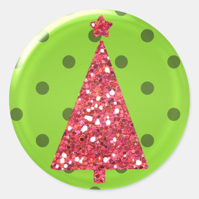 Redonda Pegatina de árbol de ornamentos de Navidad (Anverso)