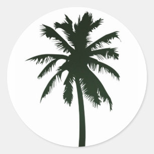 Redonda Pegatina de árbol de palmas negro