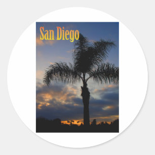 Redonda Pegatina de árbol de palmeras de San Diego