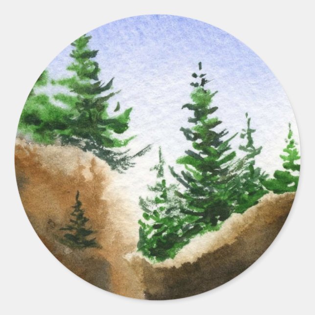 Redonda Pegatina de árbol de pino (Anverso)
