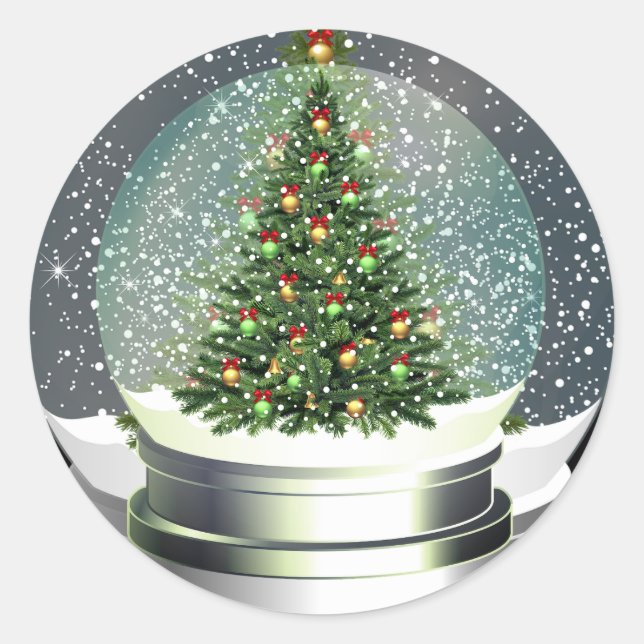 Redonda pegatina de árboles de navidad (Anverso)
