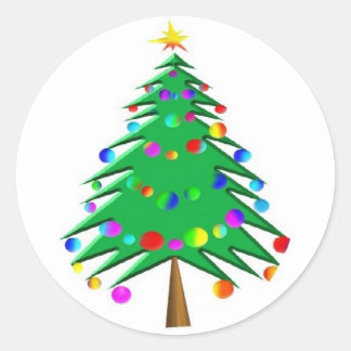 Redonda pegatina de árboles de navidad