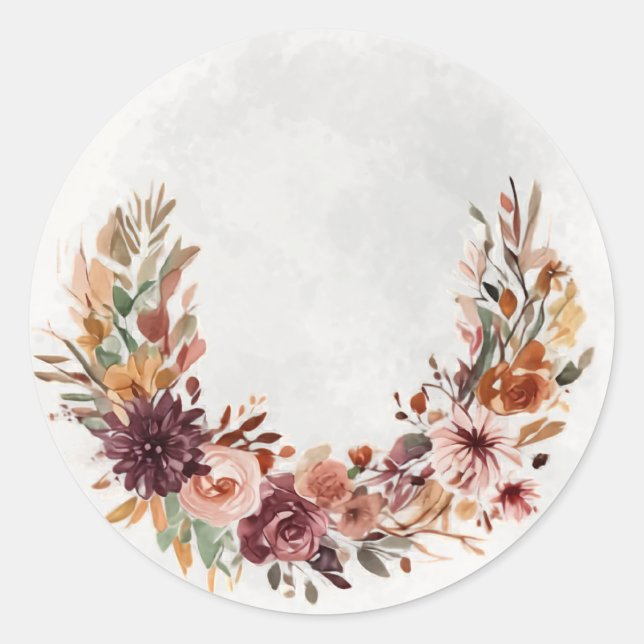 Redonda Pegatina de arco floral otoñal elegante (Anverso)