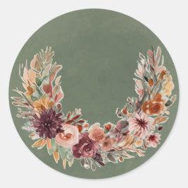 Redonda Pegatina de arco floral otoñal elegante