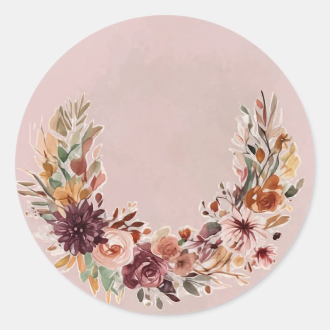 Redonda Pegatina de arco floral otoñal elegante (Anverso)